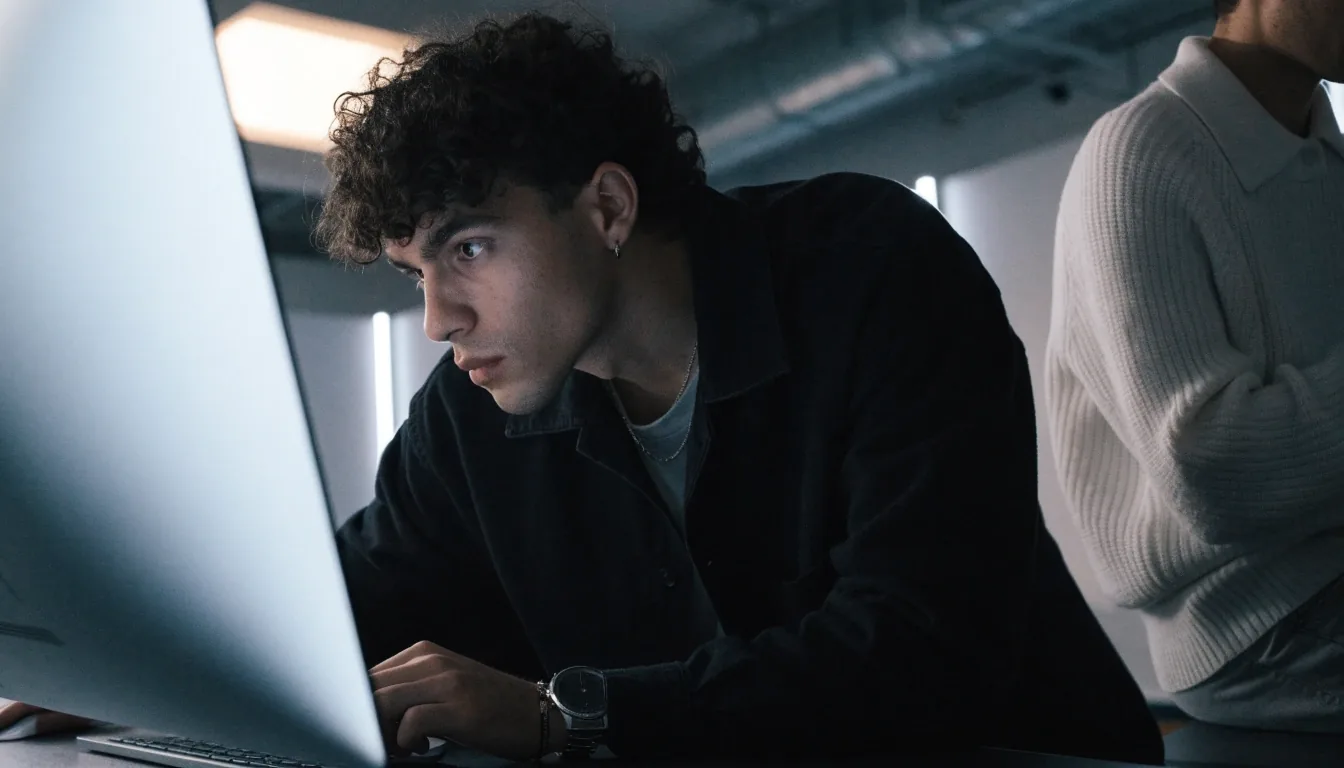 Engineer reviewing browser privacy settings at a studio workstation